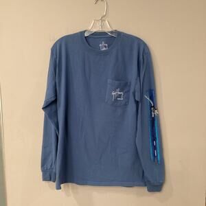 Guy Harvey Mens Blue Long Sleeve Fishing T-Shirt in Size Medium